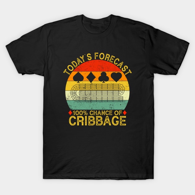 Today's Forecast Funny Vintage Cribbage Board Game T-Shirt by Wakzs33